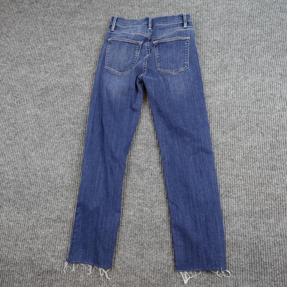 Frame Le High Straight Jeans Womens 26 Blue High Rise Distressed Raw Hem Denim - Picture 6 of 11